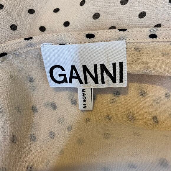 GANNI Maxi Dress Polka Dot V-neck Flowy Viscose Sustainable Size EU 40- US 10 - Picture 10 of 12